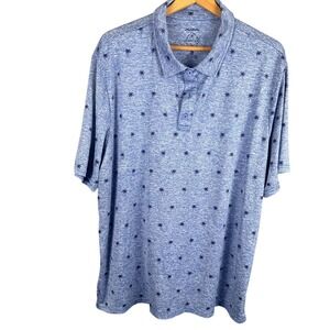 Flag & Anthem MadeFlex Mens XL Blue Palm Tree Print Performance Golf Polo Shirt